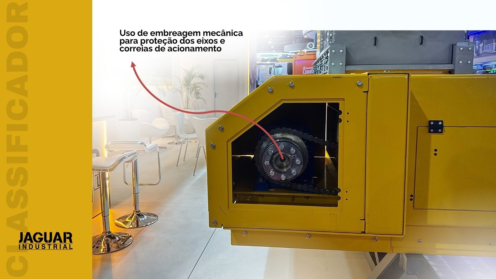 Discos rotativos classificando chips de madeira